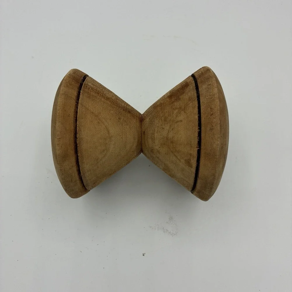 Vintage Hand Turned Wooden Mortar and Pestle Set Banded Rings 7in